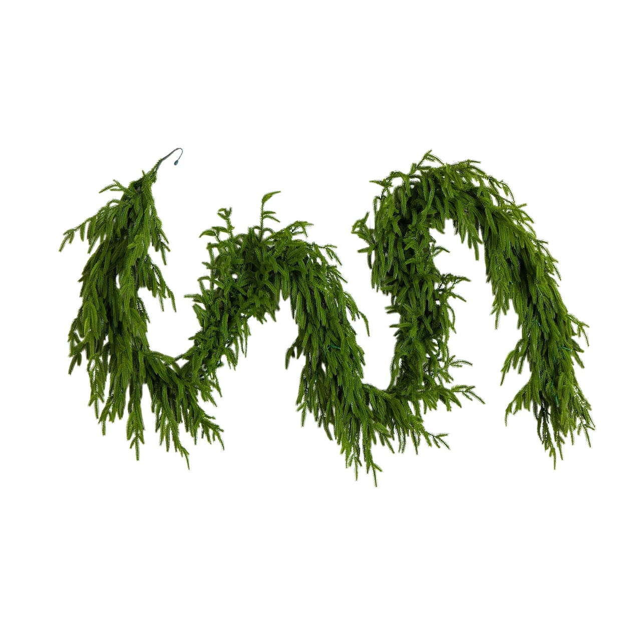 9ft. Pre-Lit Artificial Real Touch Norfolk Island Pine Garland with 50 Warm White LED Lights and Natural Look